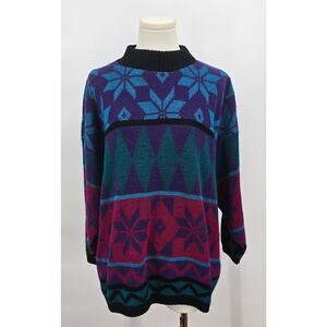 Vintage Classic Essentials Multi Colored Geometric Christmas Sweater